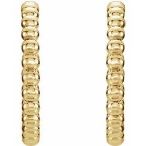 Earrings 14K Yellow Beaded 21 mm Hoop Earrings