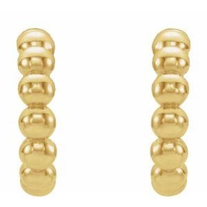 Earrings 14K Yellow Beaded 12 mm Hoop Earrings