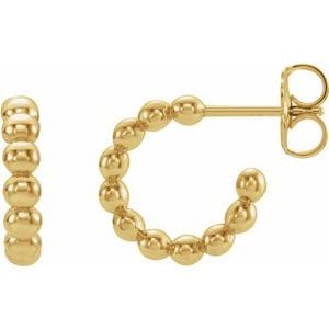 Earrings 14K Yellow Beaded 12 mm Hoop Earrings