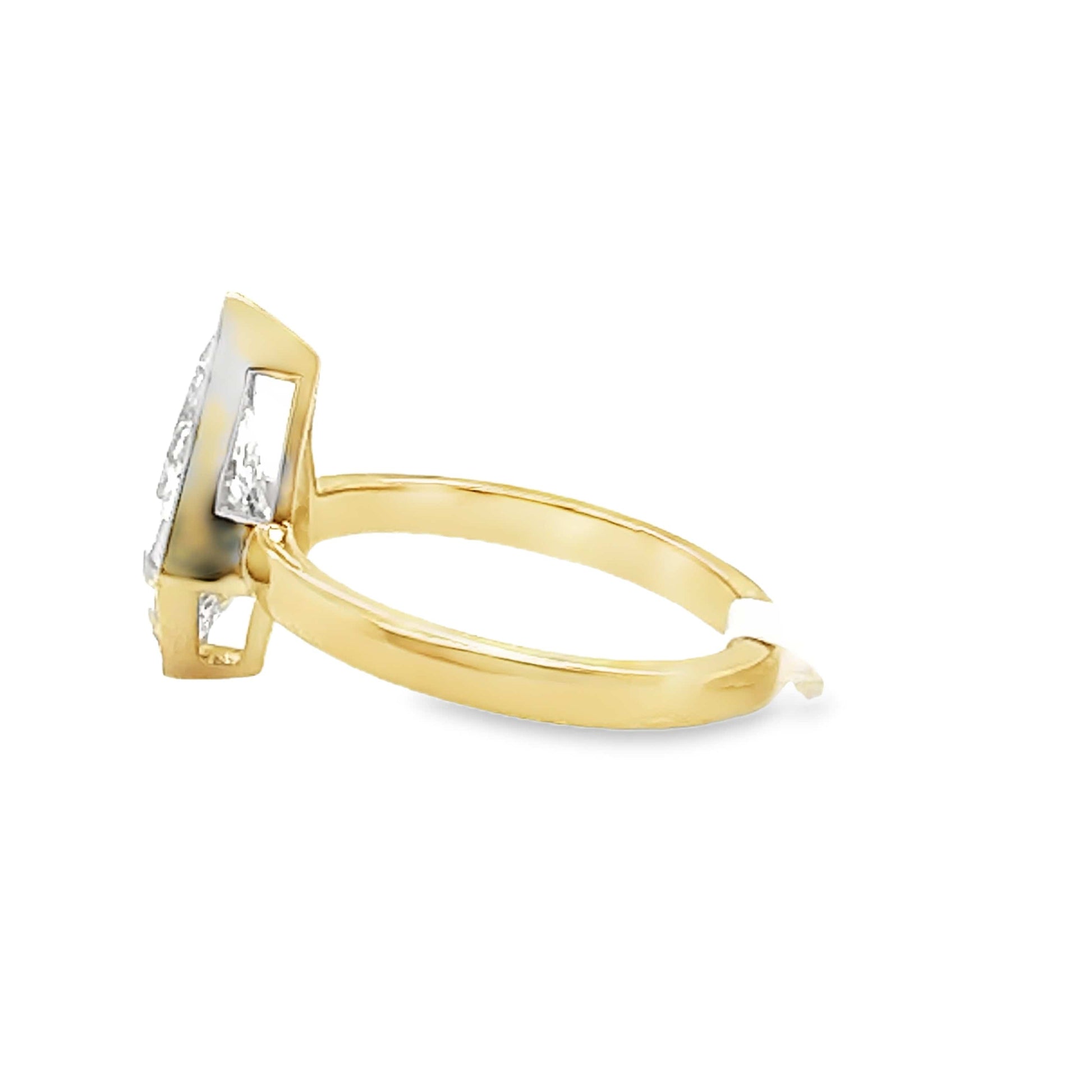 14K YELLOW GOLD  2.21CT KITE SHAPE LAB GROWN DIAMOND CENTER F/VS2  BEZEL STYLE RING