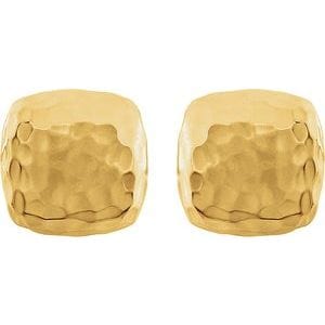 Earrings 14K Yellow Hammered Square Earrings