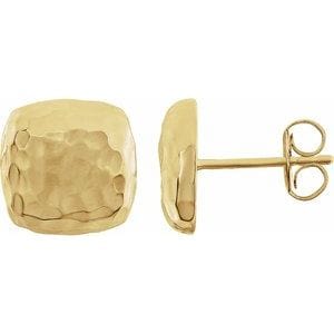 Earrings 14K Yellow Hammered Square Earrings