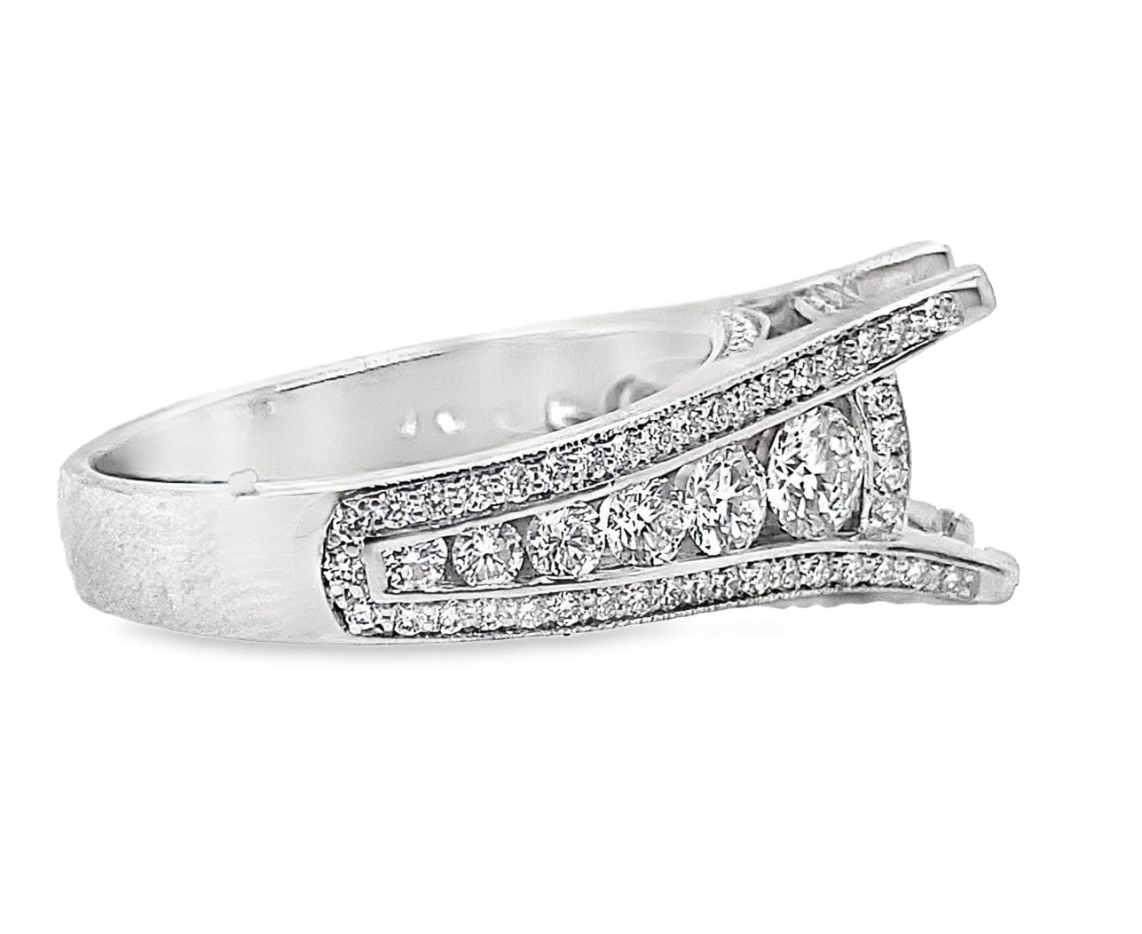 18K WHITE GOLD NO CENTER 1.75 CT NATURAL ROUND BRILLIANT DIAMOND ACCENT RING
