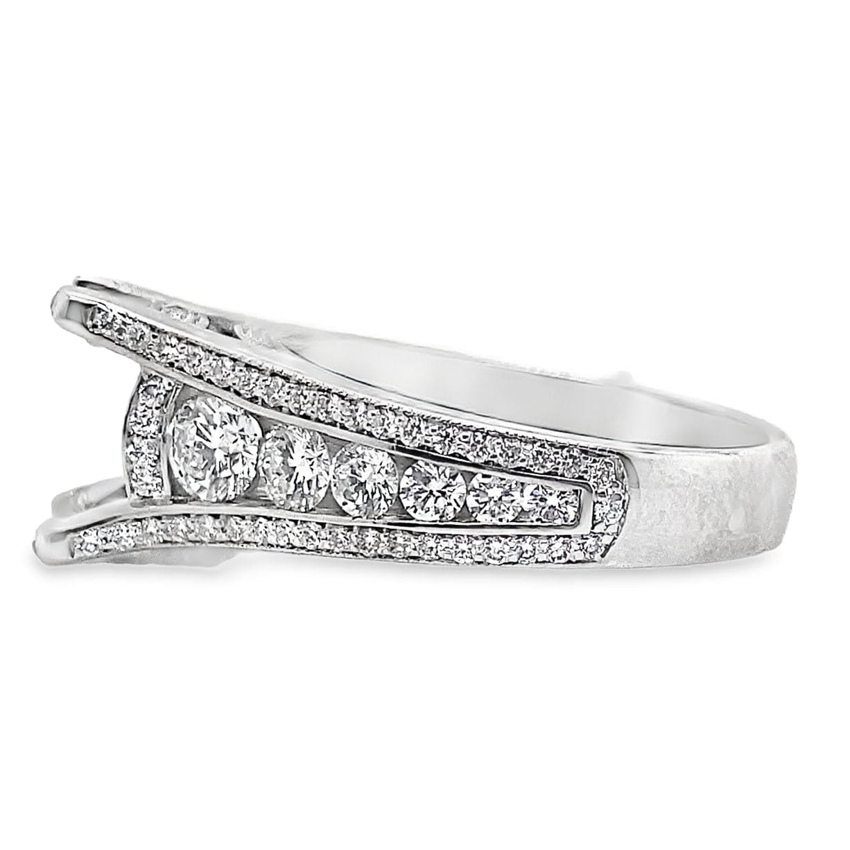 18K WHITE GOLD NO CENTER 1.75 CT NATURAL ROUND BRILLIANT DIAMOND ACCENT RING