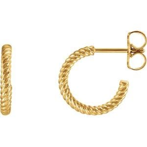 Earrings 14K Yellow Rope 12 mm Hoop Earrings