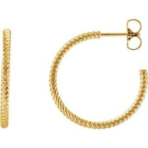 Earrings 14K Yellow Rope 21 mm Hoop Earrings