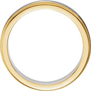 Rings 14K White/Yellow 6.75 mm Single Sided Stepped-Edge Flat Band Size 9