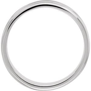 Rings 14K White 8 mm Grooved Comfort-Fit Half Round Band Size 6