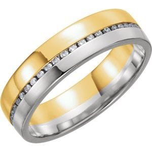 Rings 14K Yellow/White 1/3 CTW Natural Diamond 6mm Band Size 7