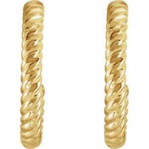 Earrings 14K Yellow Rope 12 mm Hoop Earrings