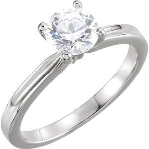 Rings 14K White 6.5 mm Round Solitaire Engagement Ring Mounting