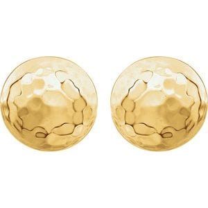Earrings 14K Yellow Hammered Disk Earrings