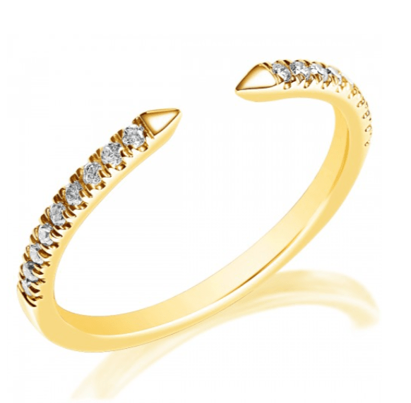 14K YELLOW GOLD .13CT TW RBC G-H/SI NATURAL DIAMOND GAP BAND 18D