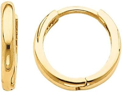 14K YELLOW GOLD 25 MM TUBE HUGGIE HOOP EARRINGS