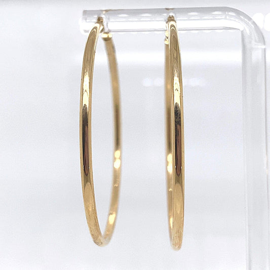 14K YELLOW GOLD 47 MM TUBE HOOP EARRINGS