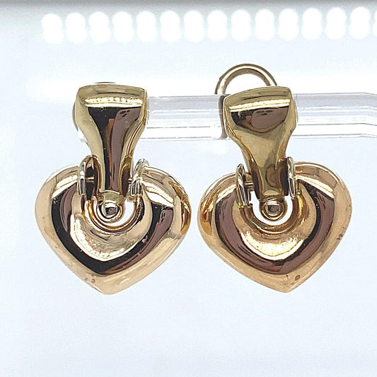 18K ROSE AND YELLOW GOLD HEART EARRINGS WITH FRENCH CLIPS