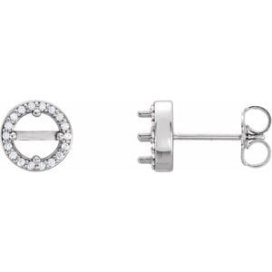 Earrings 14K White 4.5 mm Round .08 CTW Natural Diamond Semi-Set Earrings