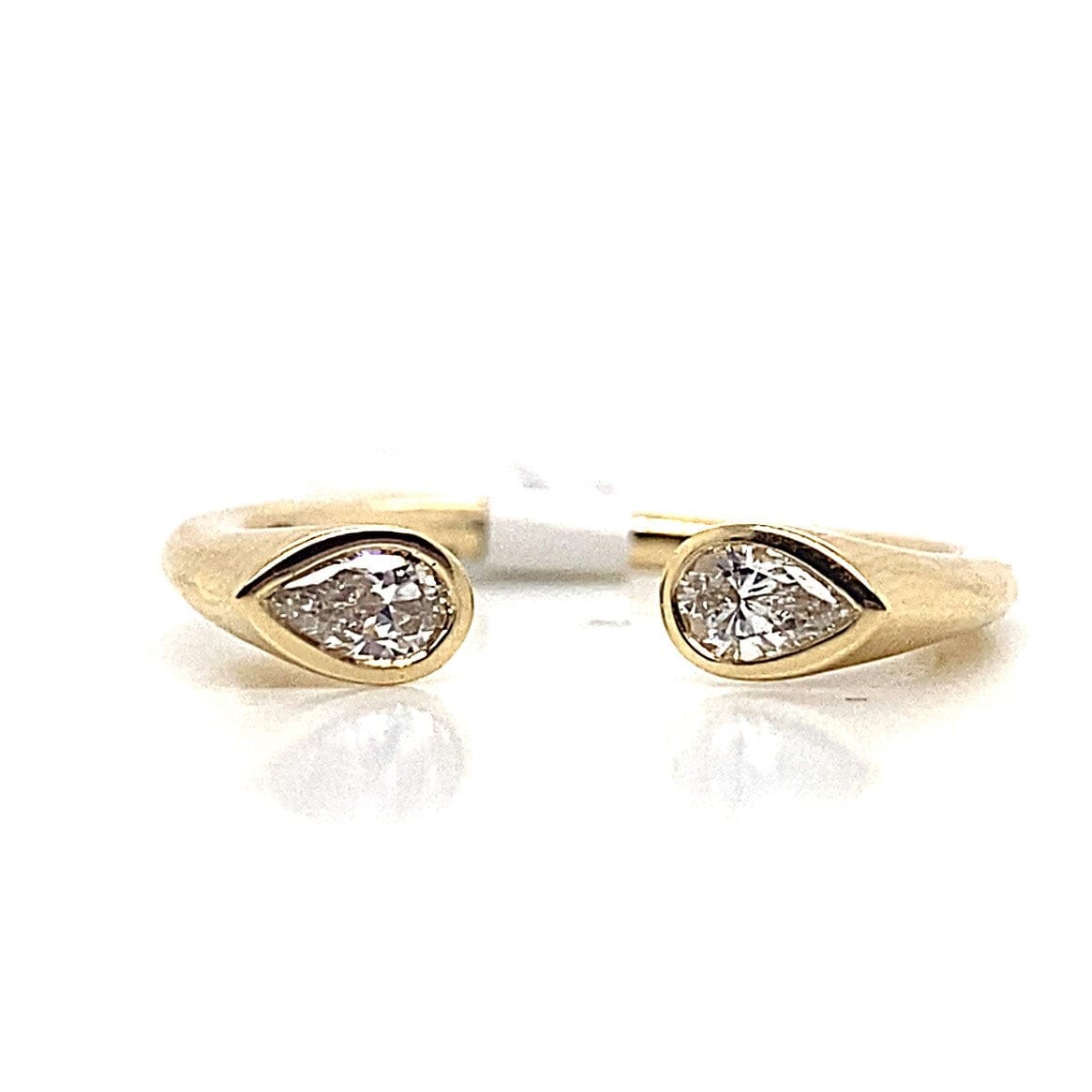 14K YELLOW GOLD 0.28CT TW G-H/SI PEAR GAP WEDDING BAND NATURAL DIAMONDS