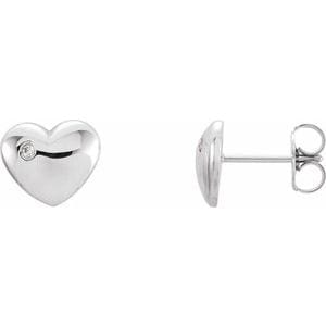 Earrings 14K White .02 CTW Natural Diamond Puffed Heart Earrings