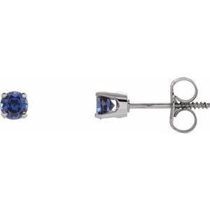 Earrings 14K White Imitation Blue Sapphire Youth Earrings