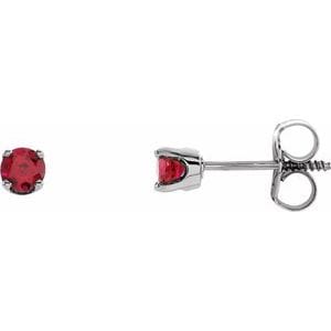 Earrings 14K White Imitation Ruby Youth Earrings