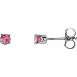 Earrings Sterling Silver Imitation Pink Tourmaline Youth Earrings