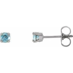 Earrings 14K White Imitation Blue Zircon Youth Earrings