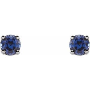 Earrings 14K White Imitation Blue Sapphire Youth Earrings