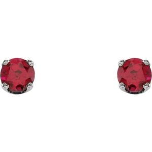 Earrings 14K White Imitation Ruby Youth Earrings