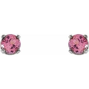 Earrings Sterling Silver Imitation Pink Tourmaline Youth Earrings