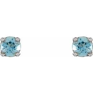Earrings 14K White Imitation Blue Zircon Youth Earrings