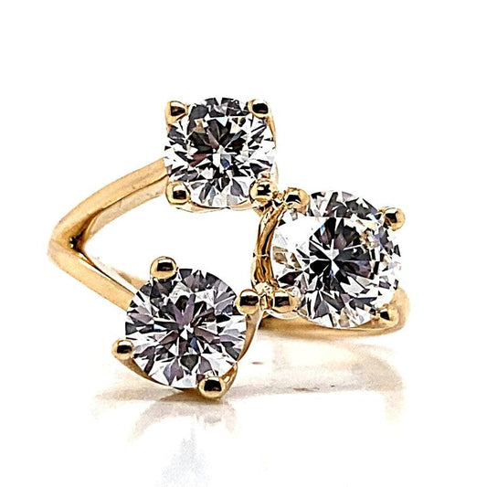 14K YELLOW GOLD 2.25CT TW 3D RBC LAB DIAMOND FASHION RING