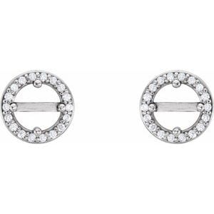 Earrings 14K White 4.5 mm Round .08 CTW Natural Diamond Semi-Set Earrings