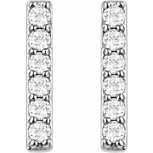 Earrings 14K White 1/10 CTW Natural Diamond Bar Earrings
