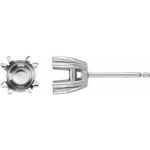 Earrings Platinum 7.5 mm Round Twin Prong Earring Mounting