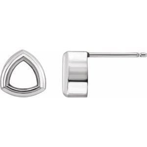 Earrings Sterling Silver 6x6x6 mm Trillion Back-Set Bezel Earring Mounting