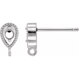 Earrings 14K White 2.4 mm Round 2-Prong Earring Top