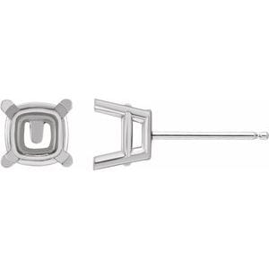 Sterling Silver 6.5x6.5 mm Cushion 4-Prong Earring Mounting