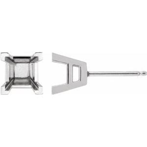 Earrings 14K White 7.5 mm Square V-Prong Earring Mounting