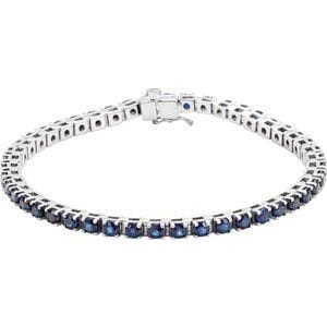 Bracelets 14K White Natural Blue Sapphire Line 7" Bracelet