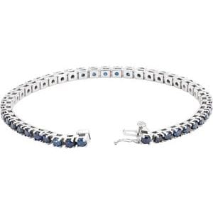 Bracelets 14K White Natural Blue Sapphire Line 7" Bracelet