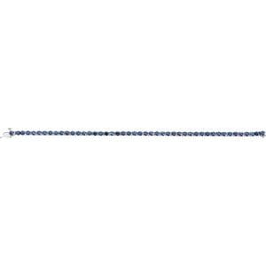 Bracelets 14K White Natural Blue Sapphire Line 7" Bracelet