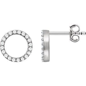 Earrings 14K White 1/5 CTW Natural Diamond Circle Earrings