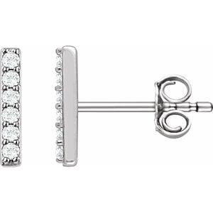 Earrings 14K White 1/10 CTW Natural Diamond Bar Earrings