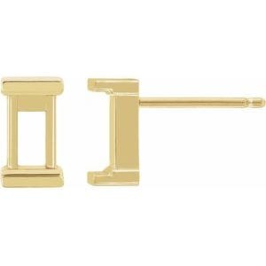 Earrings 14K Yellow 6x4 mm Emerald Channel-Set Earring Mounting
