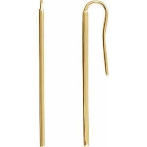 Earrings 14K Yellow Vertical Bar Earrings