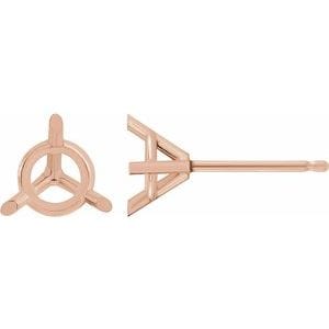 Earrings 18K Rose 5 mm Round 3-Prong Cocktail-Style Earring Mounting