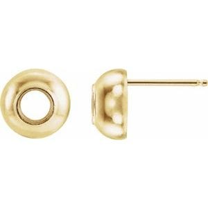 Earrings 14K Yellow 6 mm Round Bezel-Set Dome Earring Mounting