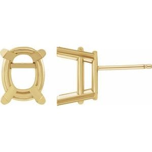Earrings 14K Yellow 7x5 mm Elongated Cushion 4-Prong Earring Mounting
