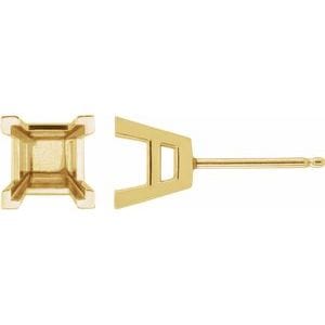 Earrings 14K Yellow 7 mm Square V-Prong Earring Mounting